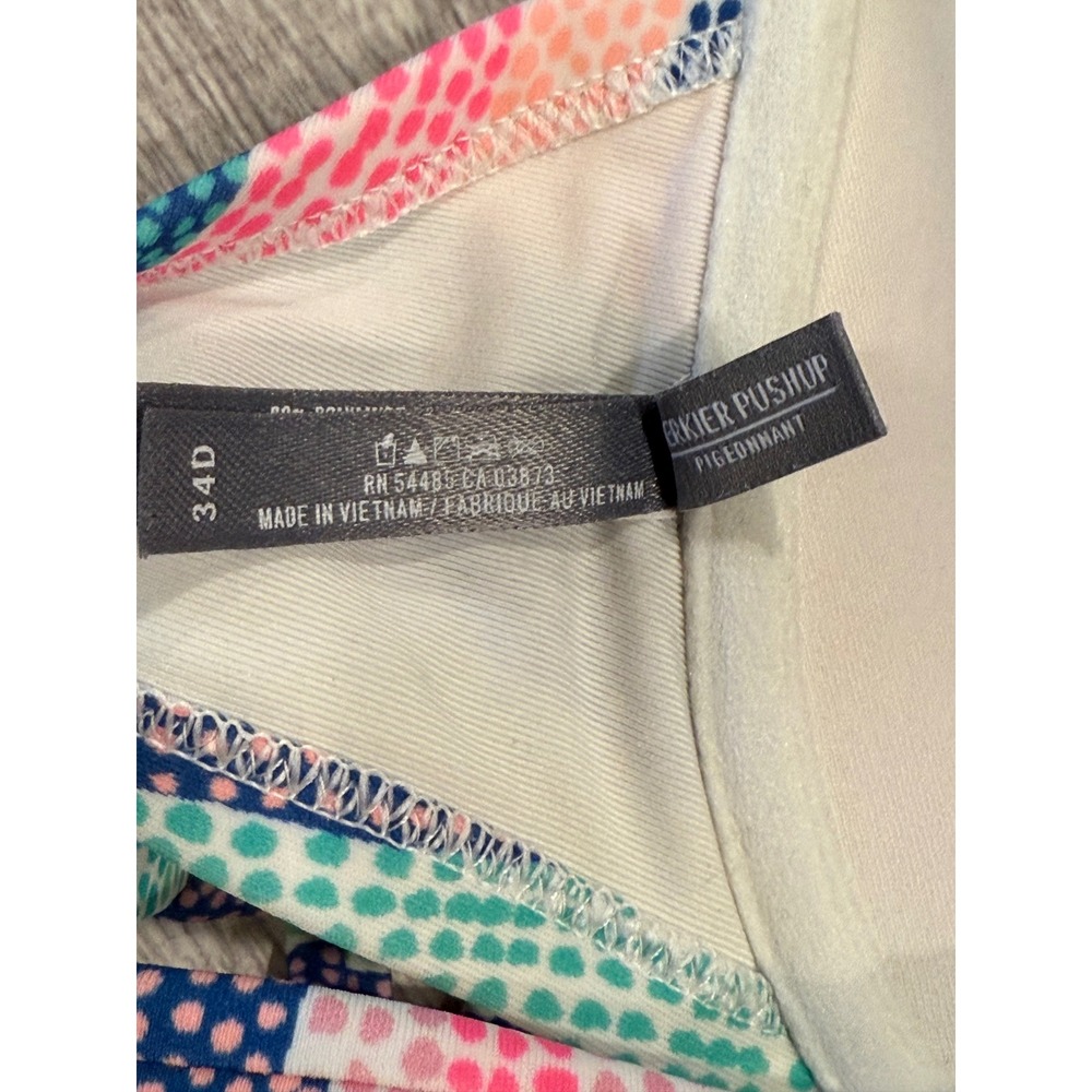 Aerie 34D Multi Color Striped Push Up Bikini Top Criss Cross Back Swimwear - Picture 4 of 4